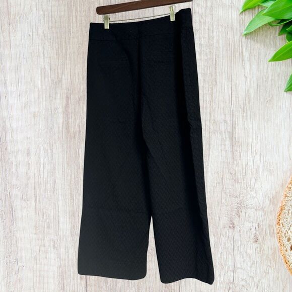 Rebecca Taylor Womens Wide Leg Pants Sz 10 Black Cropped Hi Waist Cotton Blend - Picture 4 of 10